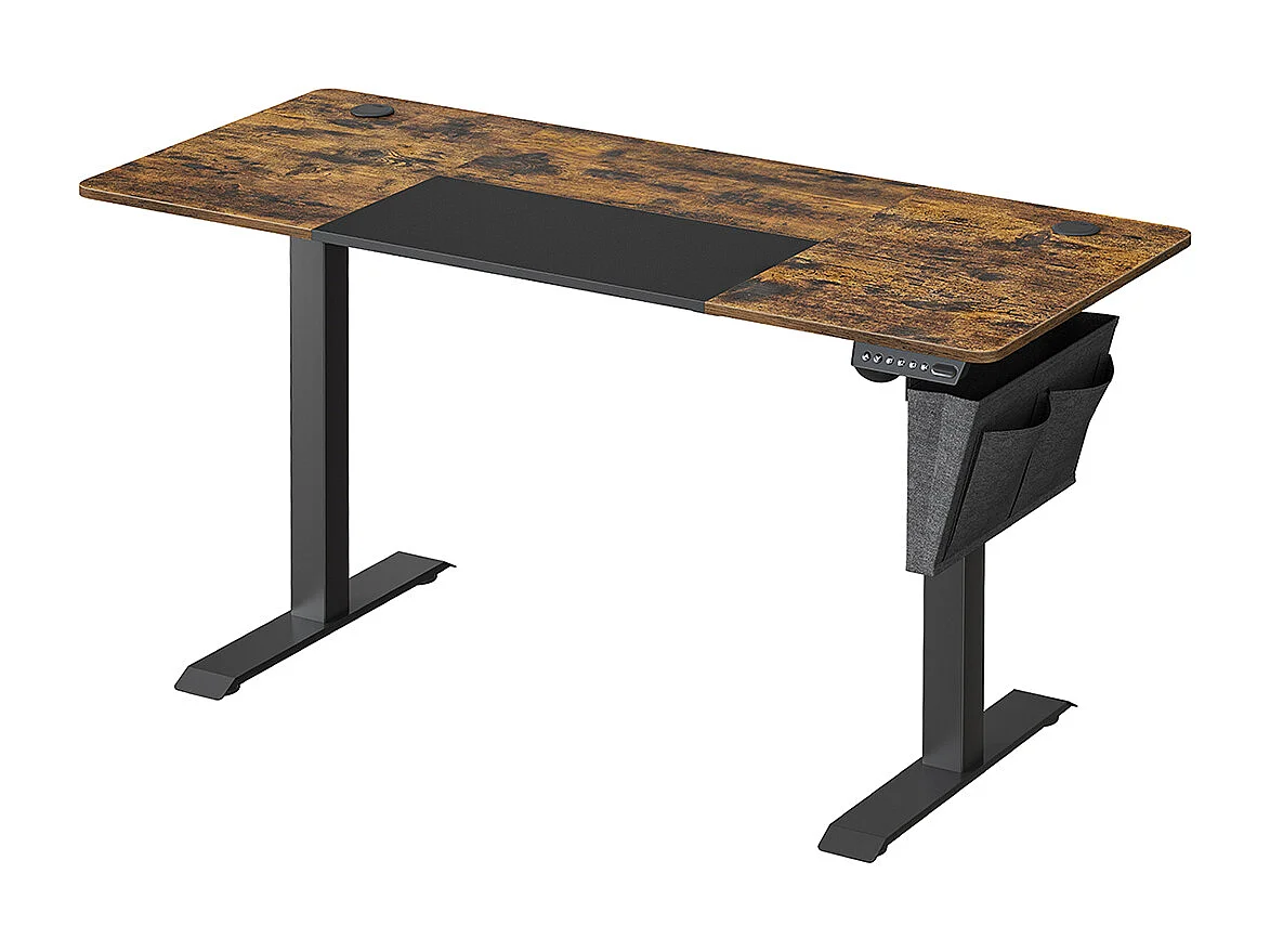 SONGMICS Højdejusterbart elektrisk skrivebord, 60 x 140 x (72-120) cm, fuldt justerbart, splejset plade, hukommelsesfunktion med 4 højder, belastningsbeskyttelse,