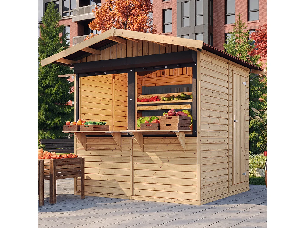 Maison de jardin en bois, étal de marché en bois H232x253x263 cm/4 m2 - M149Z