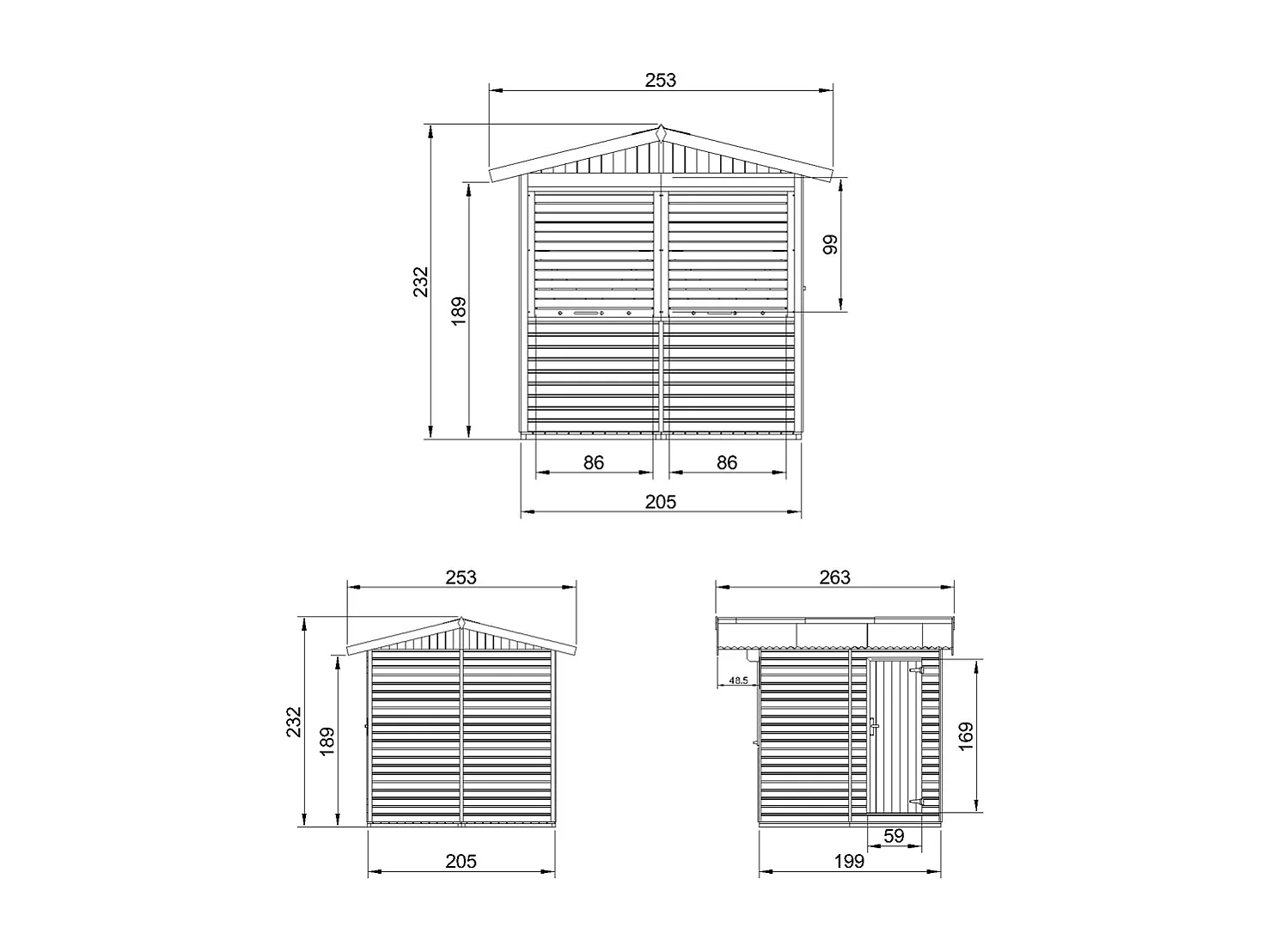 Maison de jardin en bois, étal de marché en bois H232x253x263 cm/4 m2 - M149Z