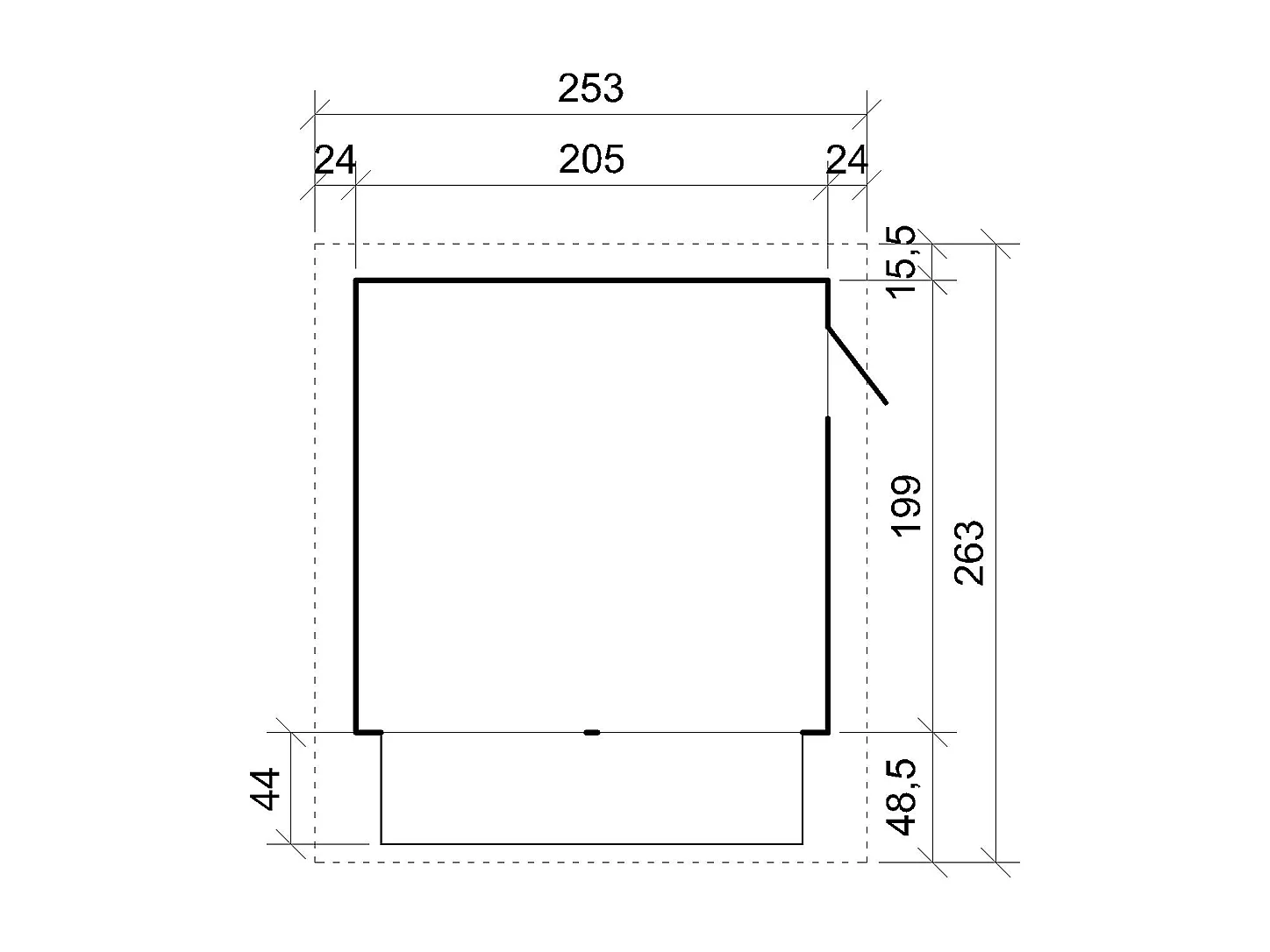 Maison de jardin en bois, étal de marché en bois H232x253x263 cm/4 m2 - M149Z