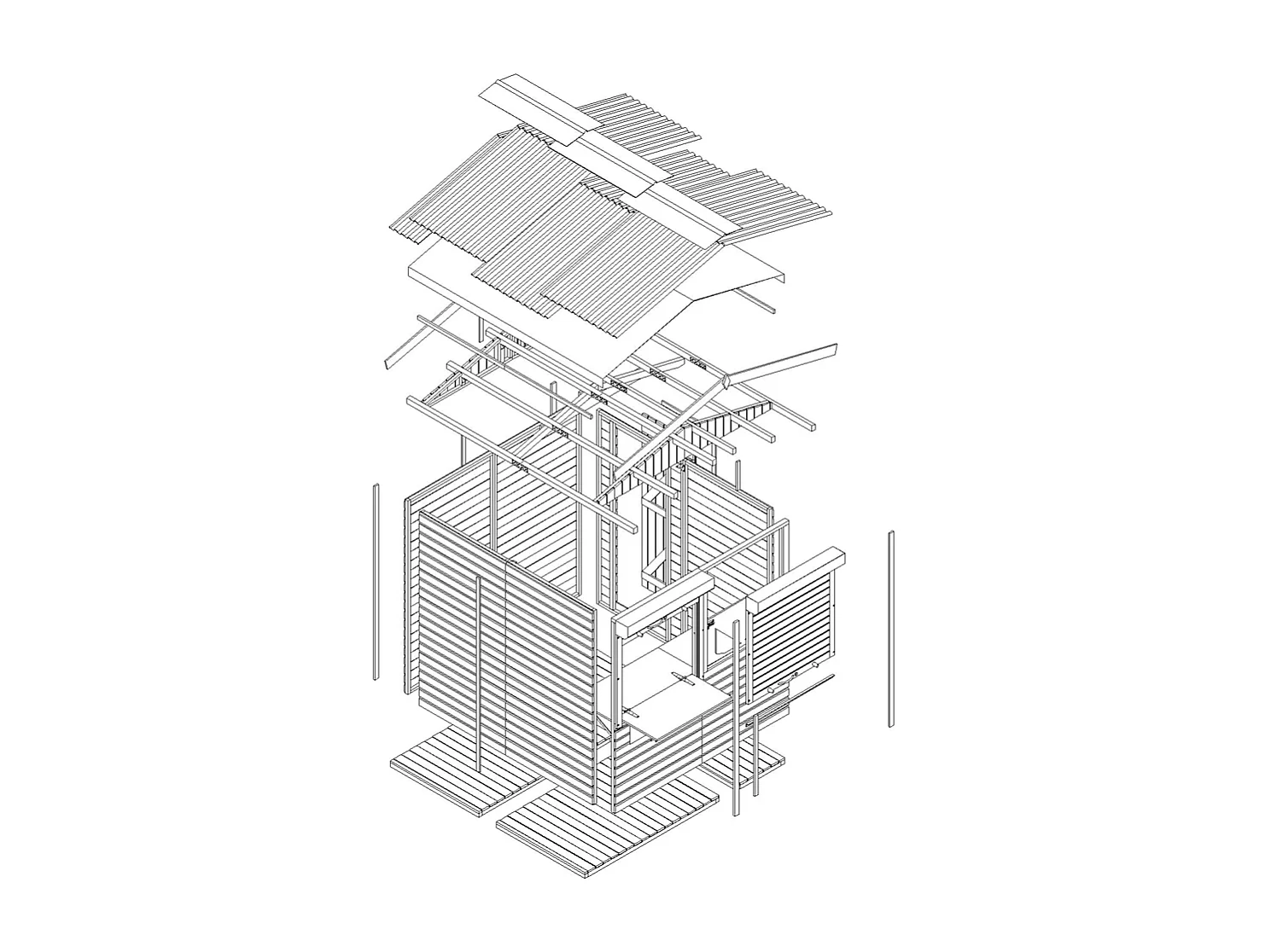 Maison de jardin en bois, étal de marché en bois H232x253x263 cm/4 m2 - M149Z