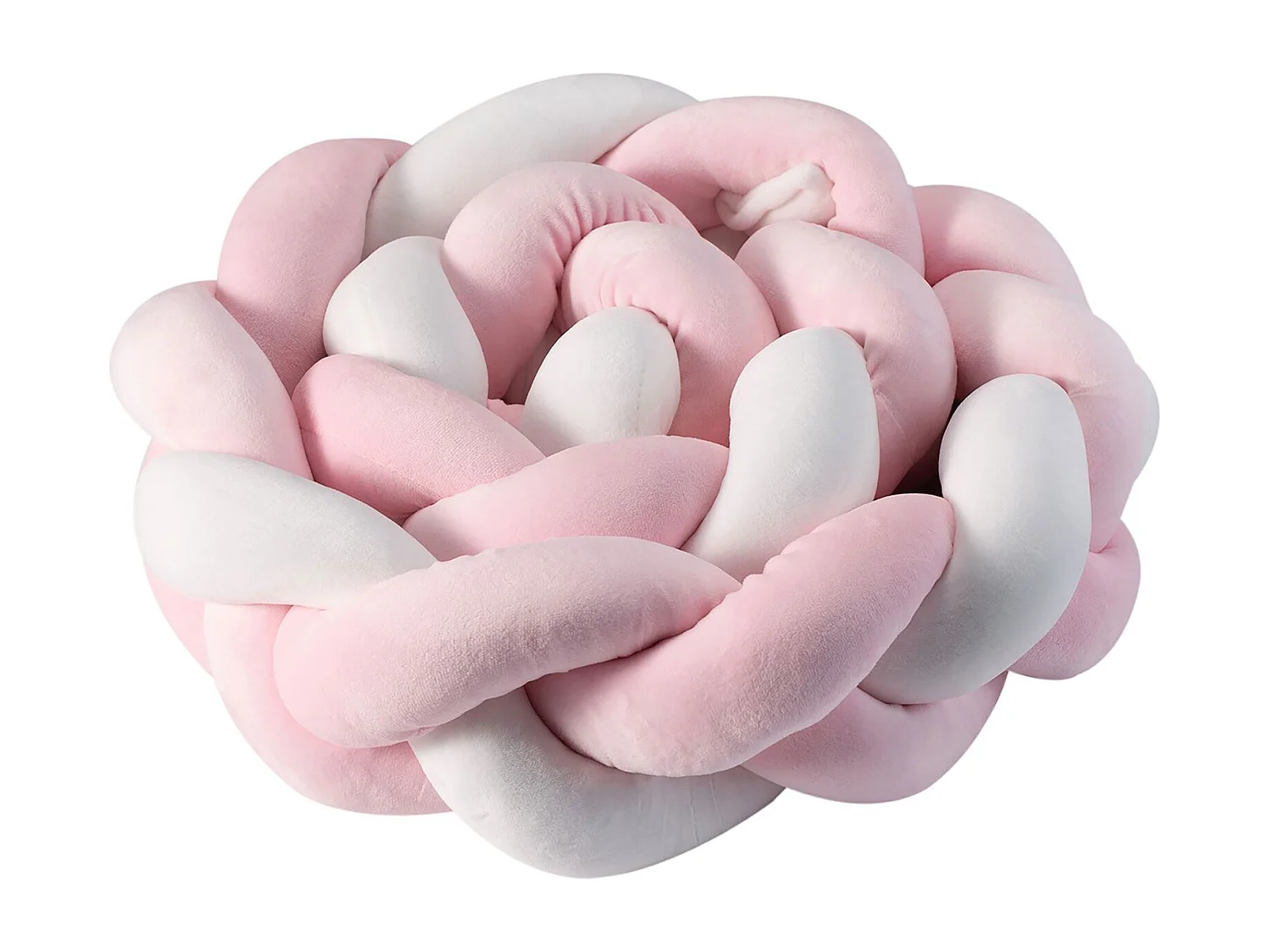 Tresse de lit SNAKE tour de lit enfant anti-choc, coussin bébé, rose et blanc