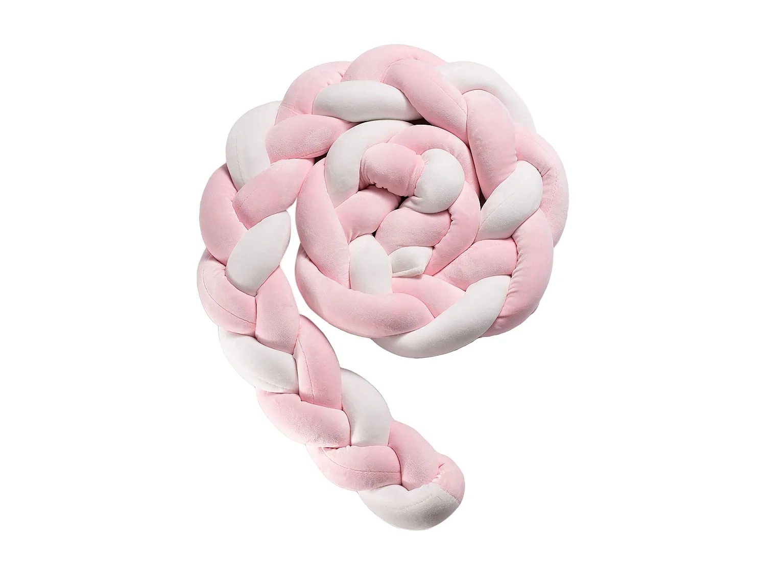 Tresse de lit SNAKE tour de lit enfant anti-choc, coussin bébé, rose et blanc