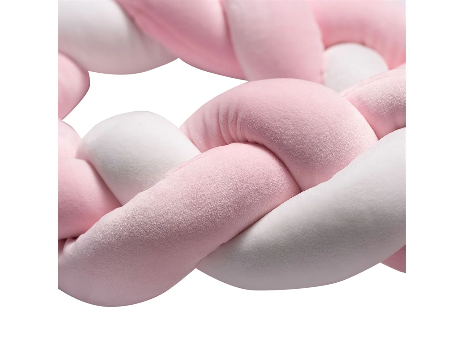 Tresse de lit SNAKE tour de lit enfant anti-choc, coussin bébé, rose et blanc