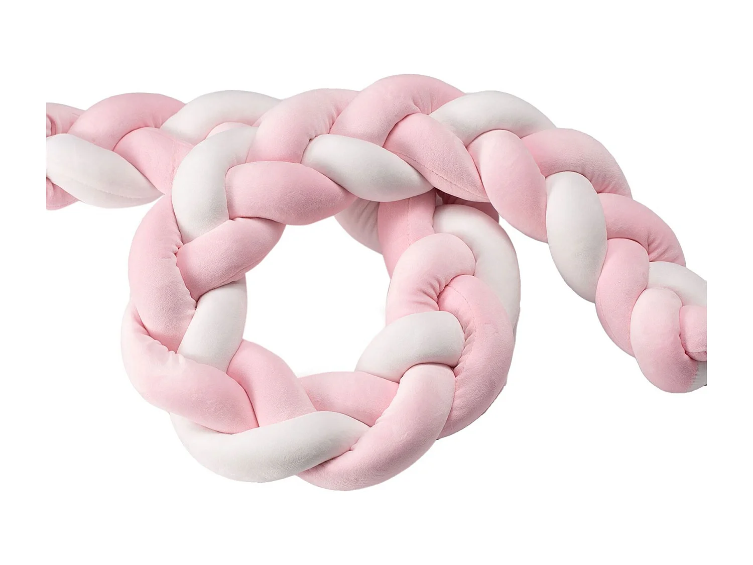 Tresse de lit SNAKE tour de lit enfant anti-choc, coussin bébé, rose et blanc