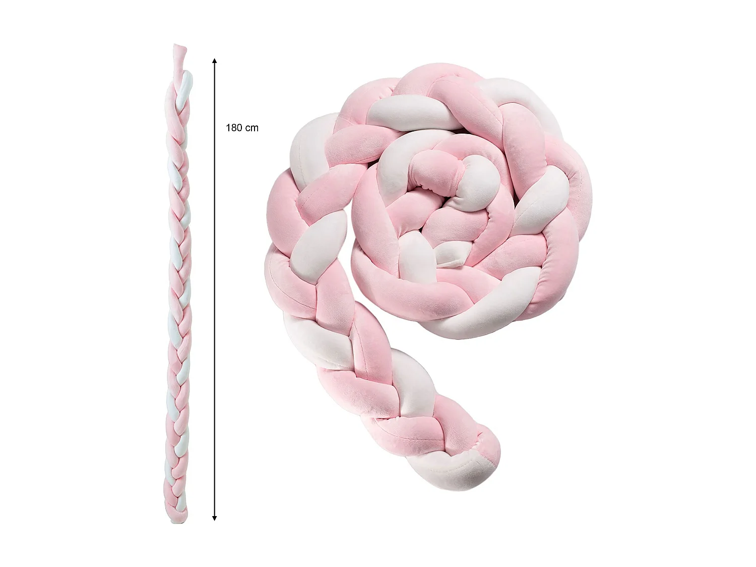 Tresse de lit SNAKE tour de lit enfant anti-choc, coussin bébé, rose et blanc