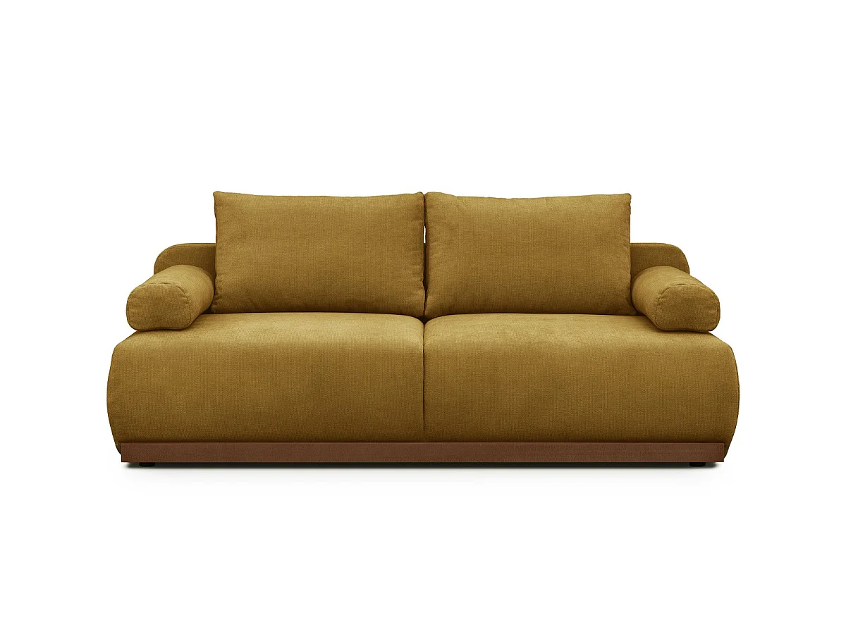 Canapé convertible 3 places avec coffre de rangement en tissu chenille bronze - ouverture rapide - Auteuil