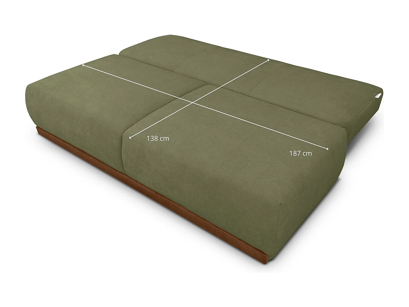 Canapé convertible 3 places avec coffre de rangement en tissu chenille vert olive - ouverture rapide - Auteuil