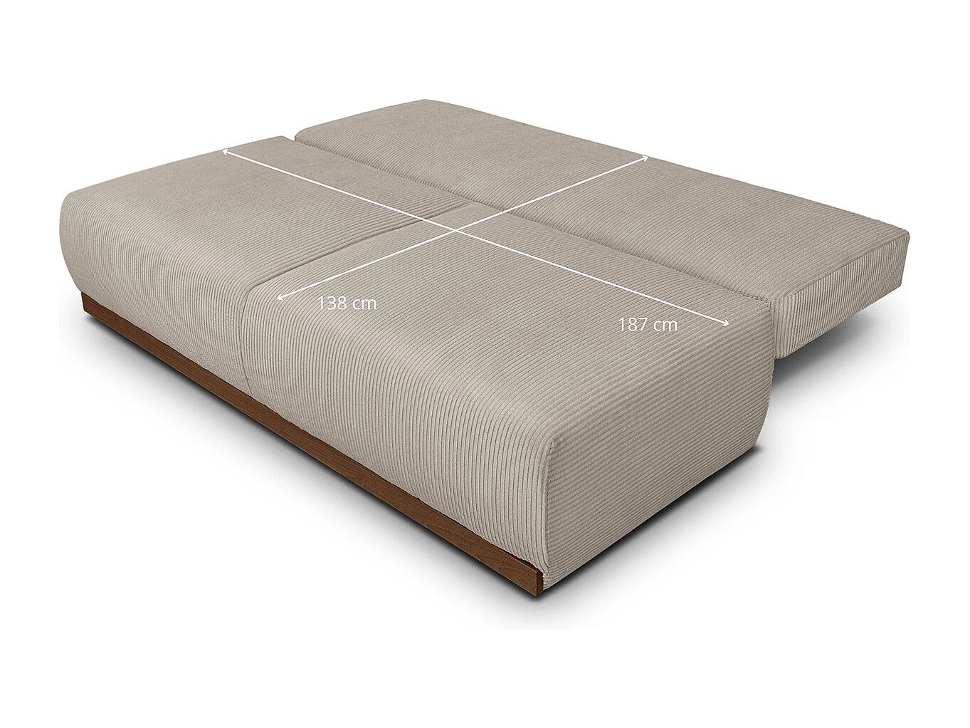 Canapé convertible 3 places avec coffre de rangement en velours côtelé taupe - ouverture rapide - Auteuil