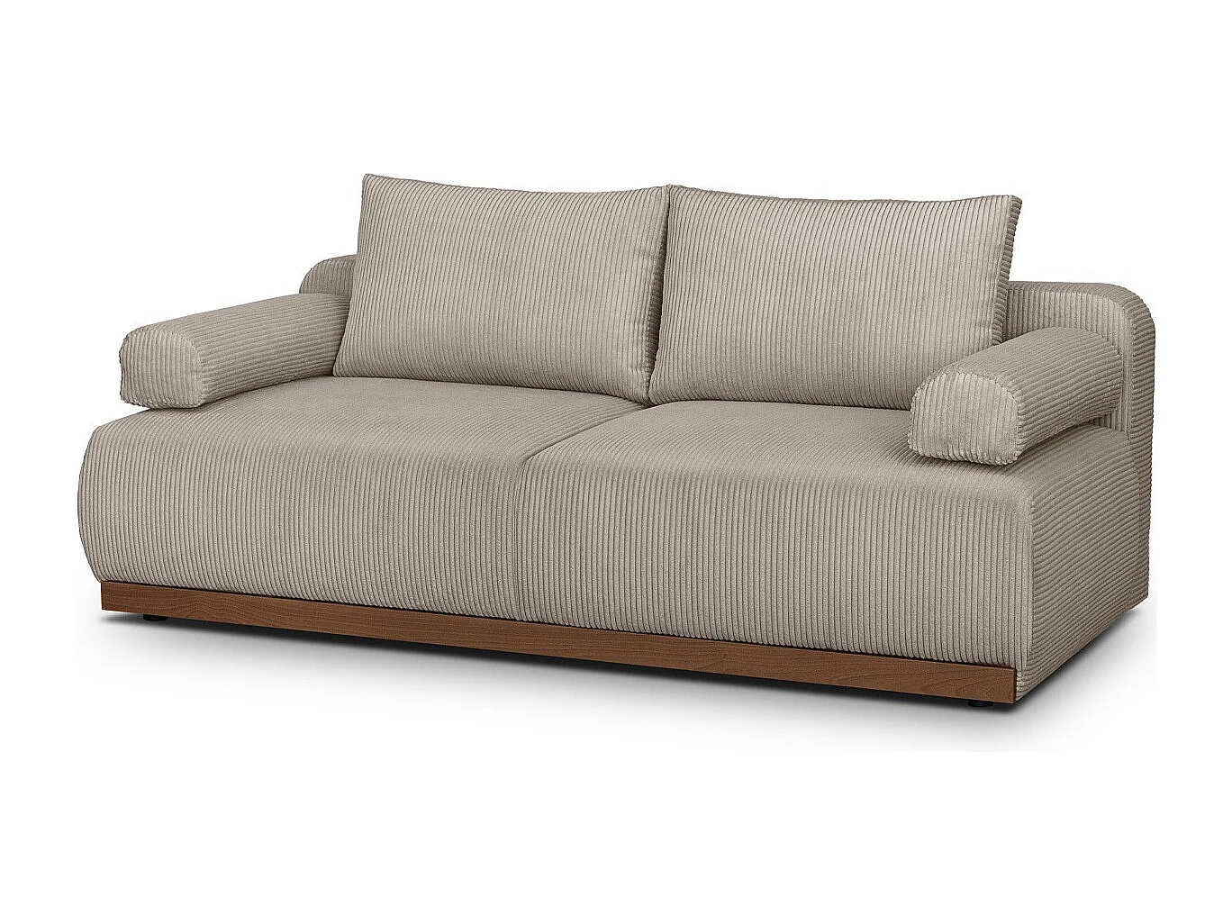 Canapé convertible 3 places avec coffre de rangement en velours côtelé taupe - ouverture rapide - Auteuil
