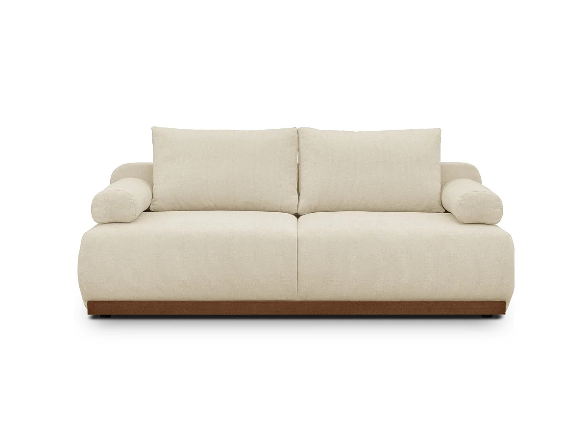 Canapé convertible 3 places avec coffre de rangement en tissu chenille beige foncé - ouverture rapide - Auteuil