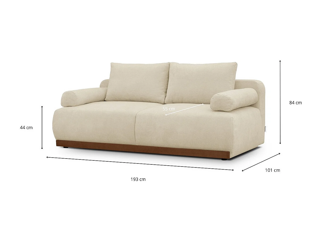 Canapé convertible 3 places avec coffre de rangement en tissu chenille beige foncé - ouverture rapide - Auteuil