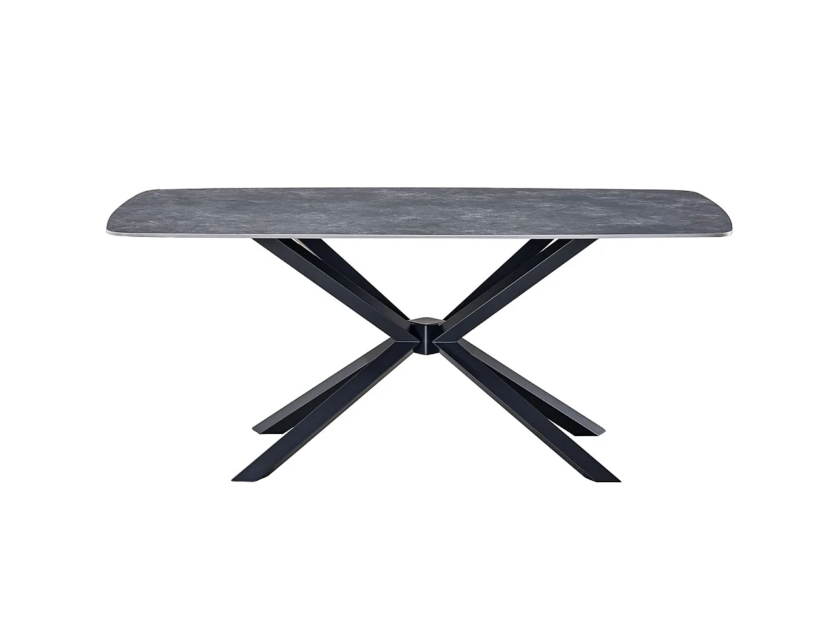 Table à manger rectangulaire 8 pers. en céramique gris anthracite et piètement noir 180x90 cm - Etna