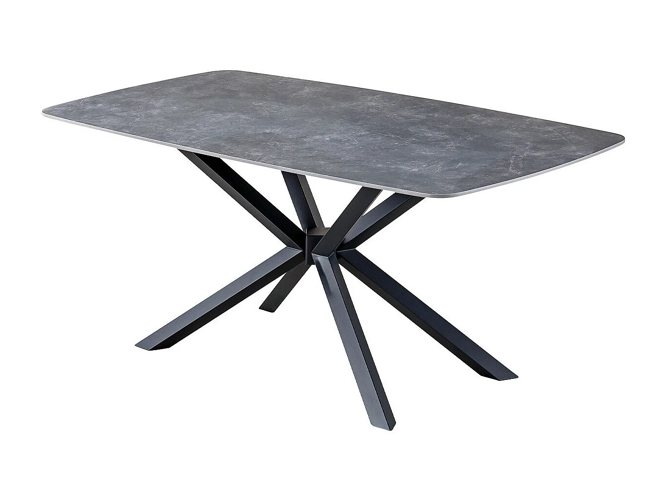 Table à manger rectangulaire 8 pers. en céramique gris anthracite et piètement noir 180x90 cm - Etna
