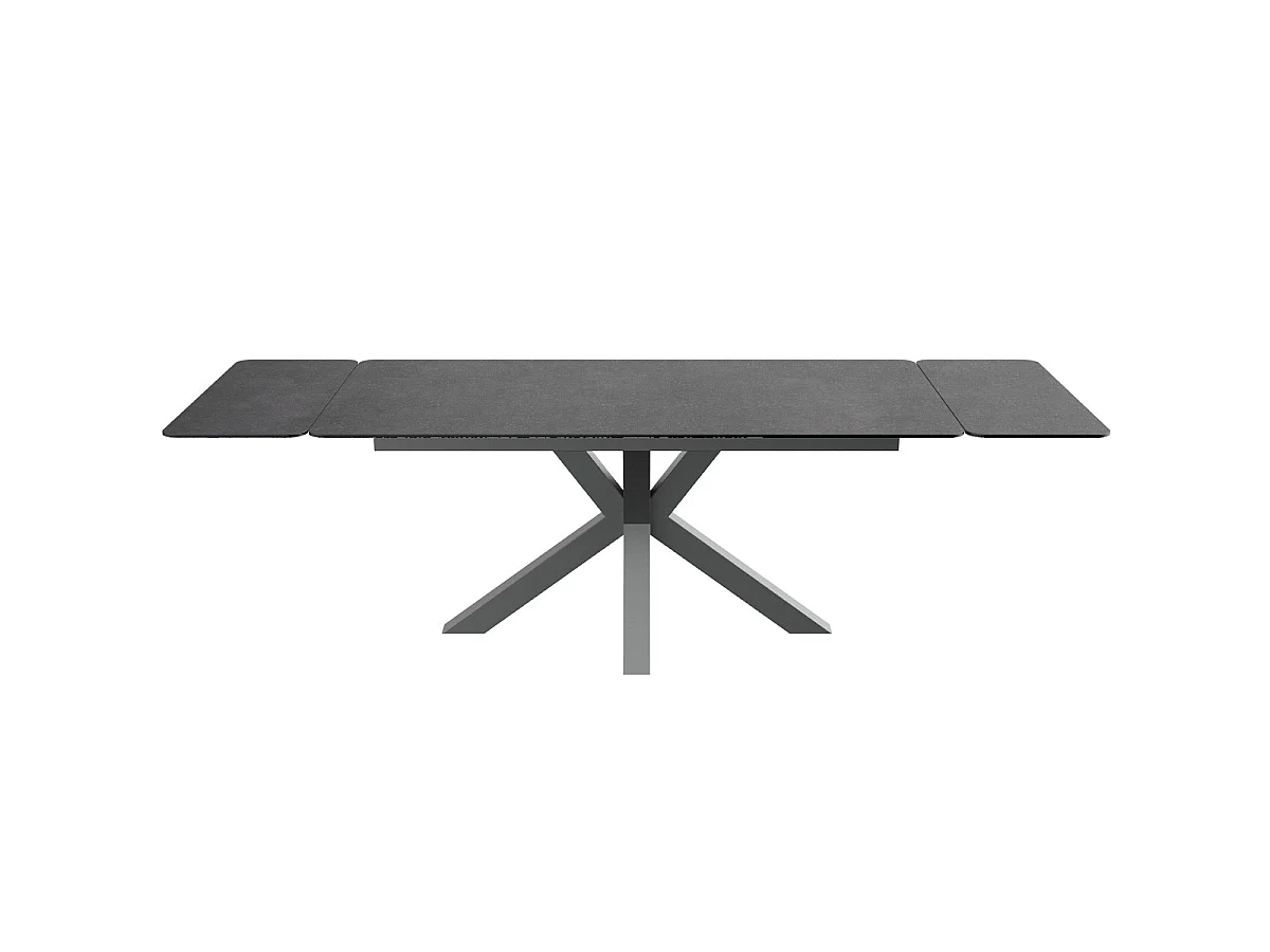 Table à manger rectangulaire extensible 8/10 pers. en céramique gris anthracite et piètement noir 180/260x100 cm - Stromboli