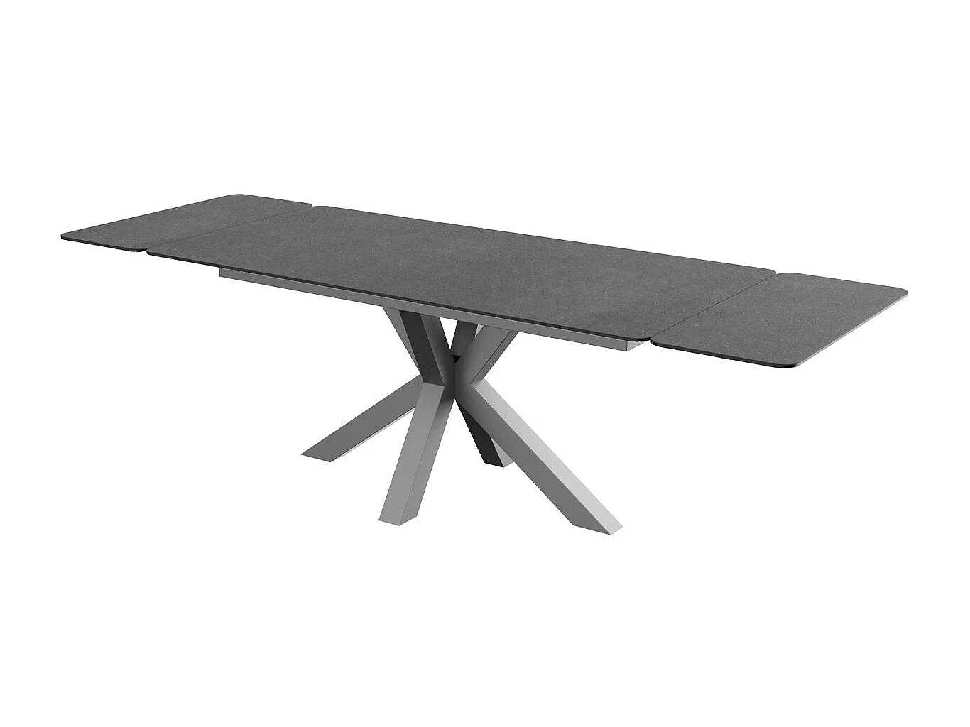 Table à manger rectangulaire extensible 8/10 pers. en céramique gris anthracite et piètement noir 180/260x100 cm - Stromboli