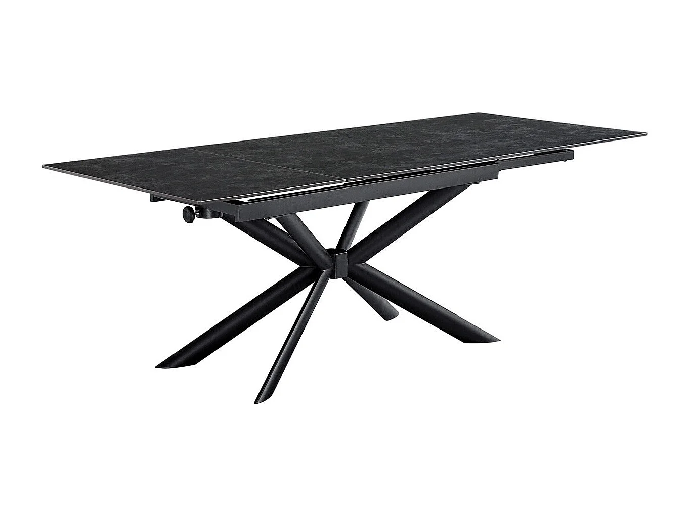 Table à manger rectangulaire extensible 6/10 pers. en céramique gris anthracite et piètement noir 160/290x90 cm - Vik