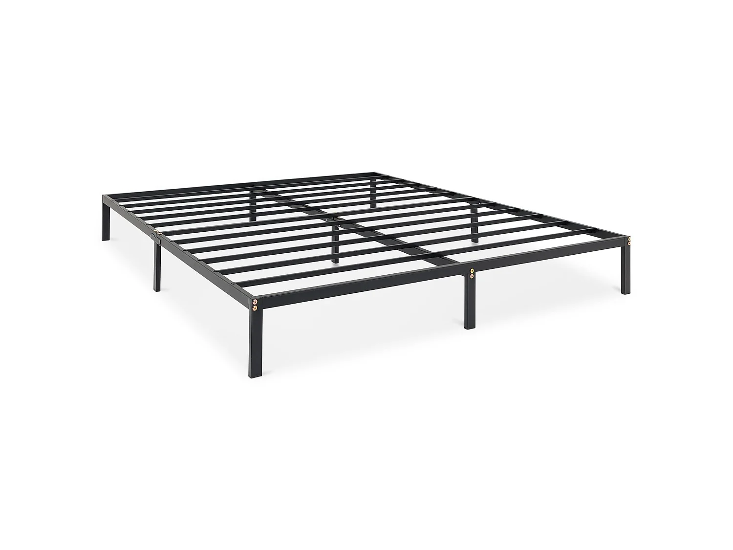 Lit Double TIDUR, 180 x 200 cm, Noir, Structure en Métal, Cadre Renforcé, Sommier Intégré, Style Industriel Minimaliste