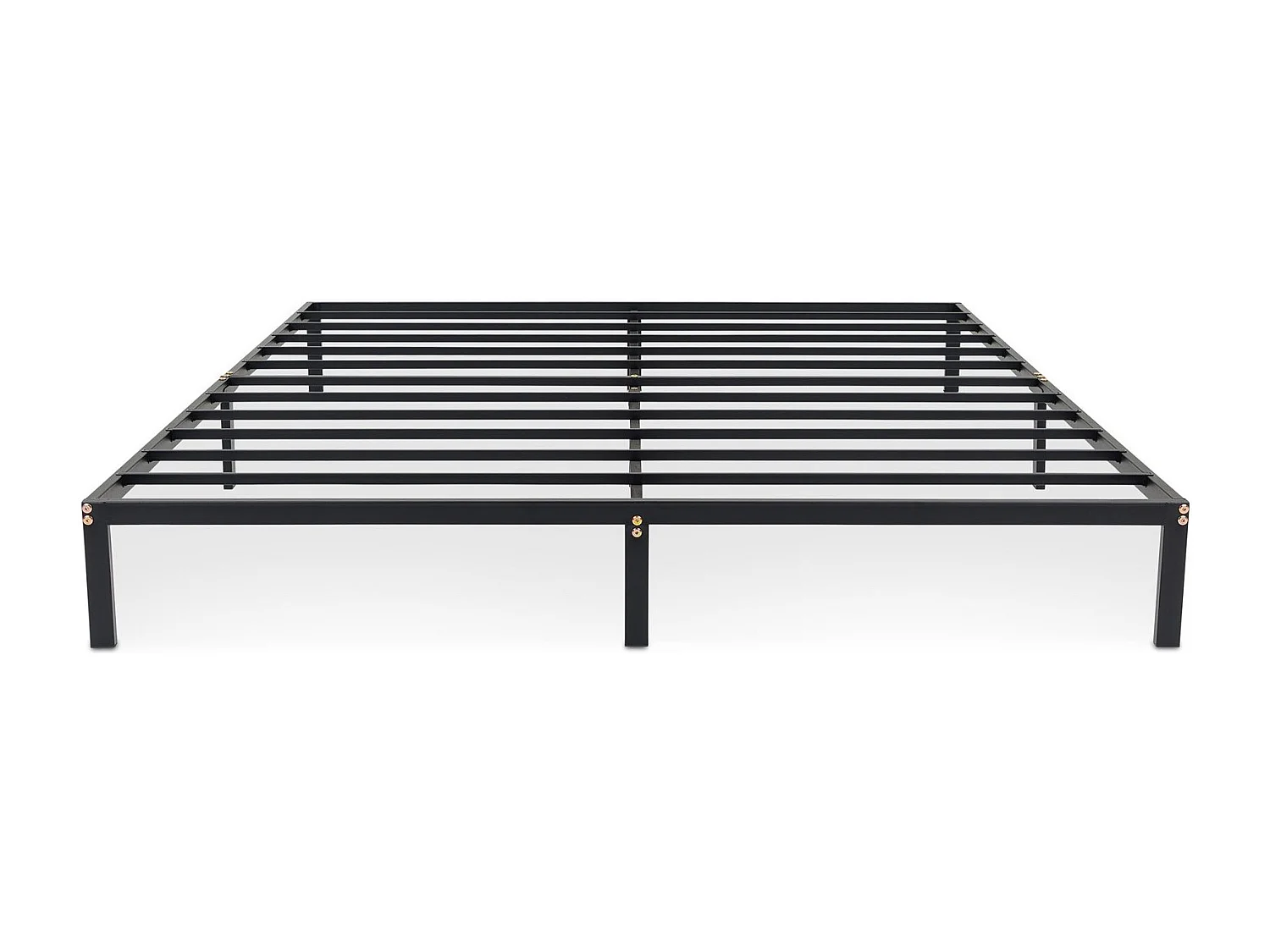 Lit Double TIDUR, 180 x 200 cm, Noir, Structure en Métal, Cadre Renforcé, Sommier Intégré, Style Industriel Minimaliste