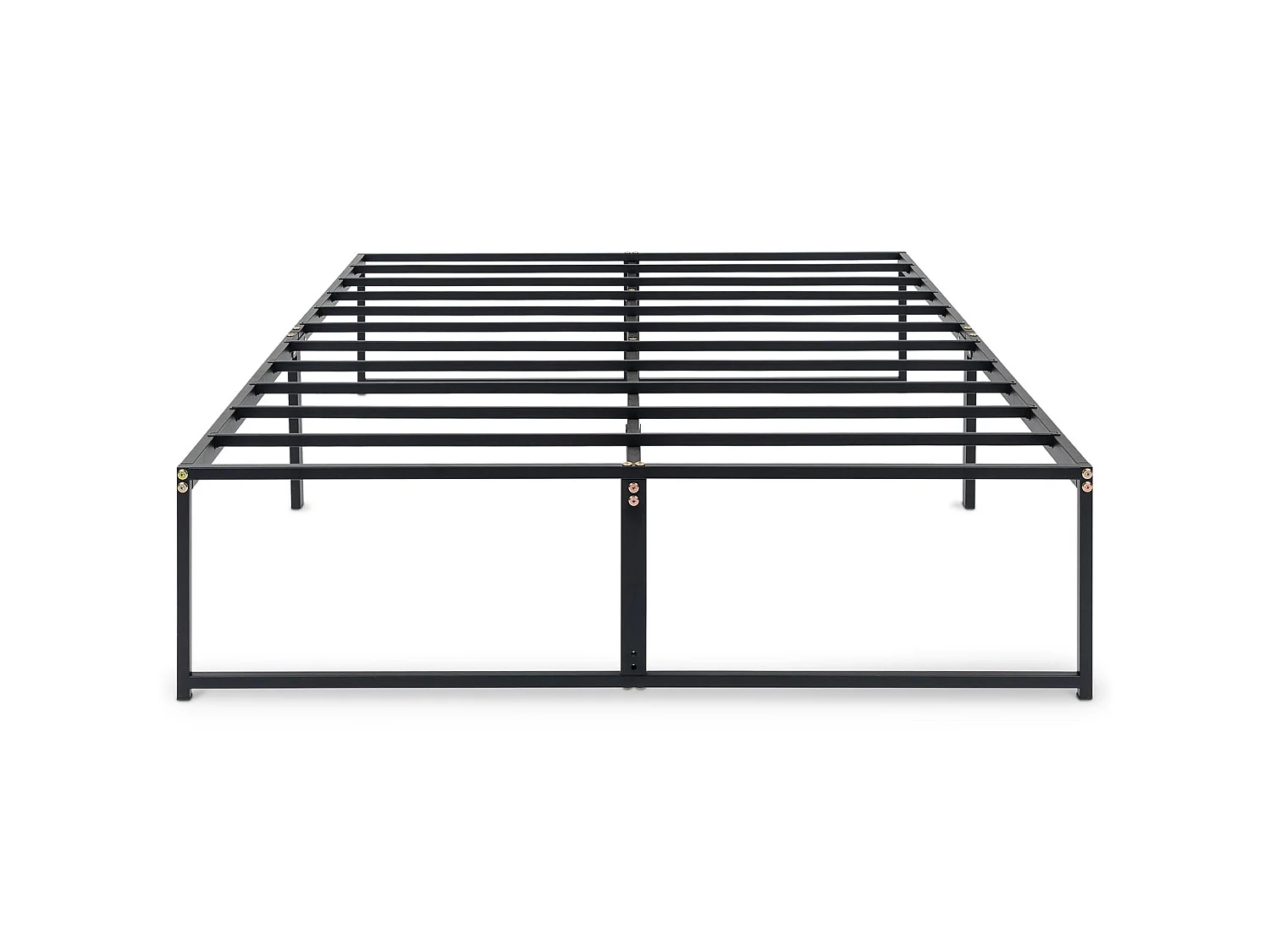 Lit Double SOVE, 140 x 190 cm, Noir, Structure en Métal, Cadre Renforcé, Sommier Intégré, Style Industriel Minimaliste