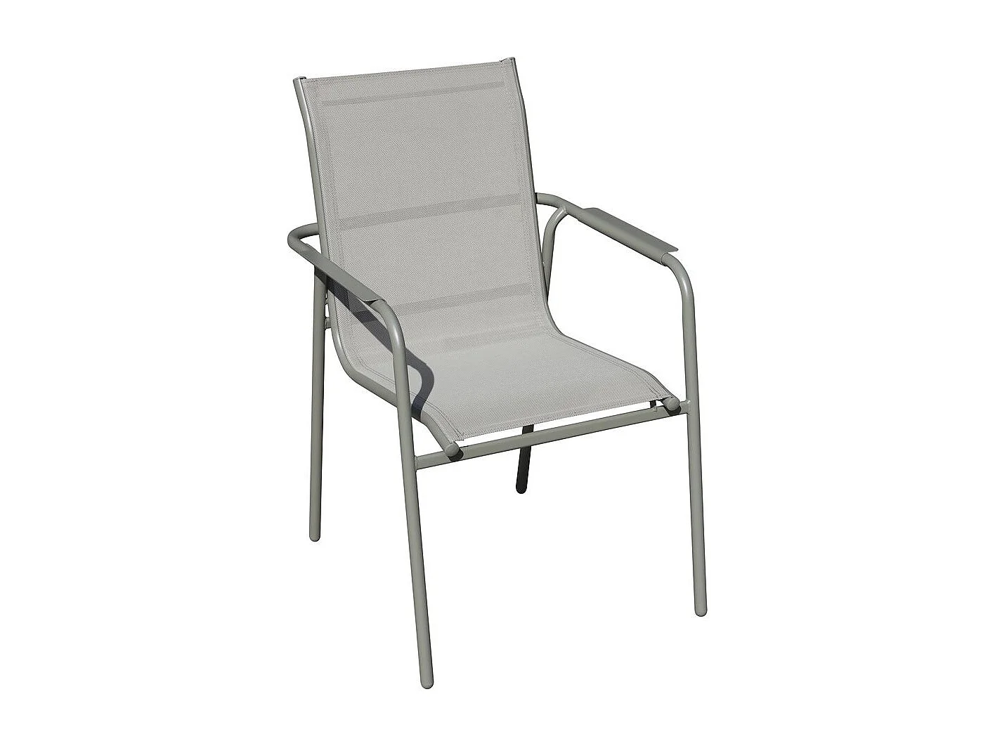 "Malaga" Metalen Tuinset - 7 Stoelen - Grijs, Glazen Tafelblad, Stapelbare Stoelen