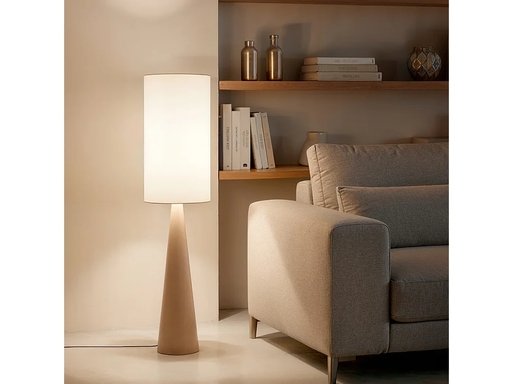 Axis - Lampadaire en métal et tissu H130cm - Beige