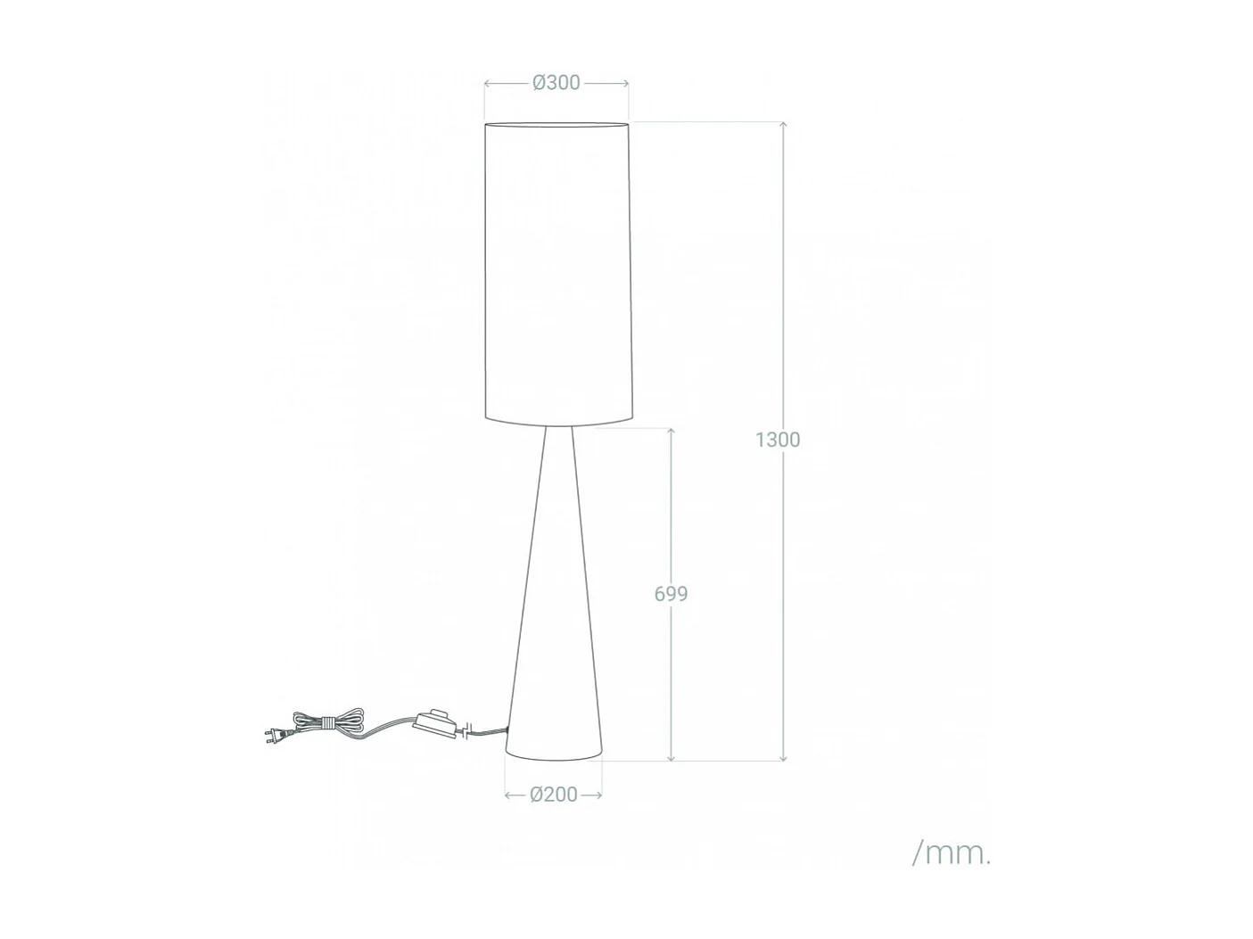 Axis - Lampadaire en métal et tissu H130cm - Beige