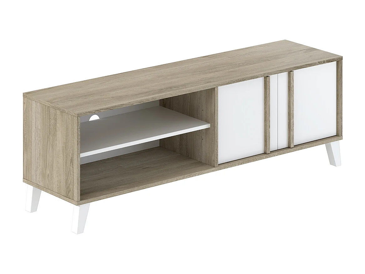 Ensemble de salon Buffet + Meuble TV Style Scandinave – coloris Chêne Clair et Blanc