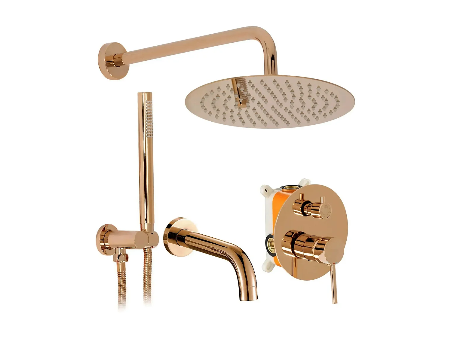 Rea LUNGO bruse- og badekarsæt + box , kobber, 38,5X25X21CM