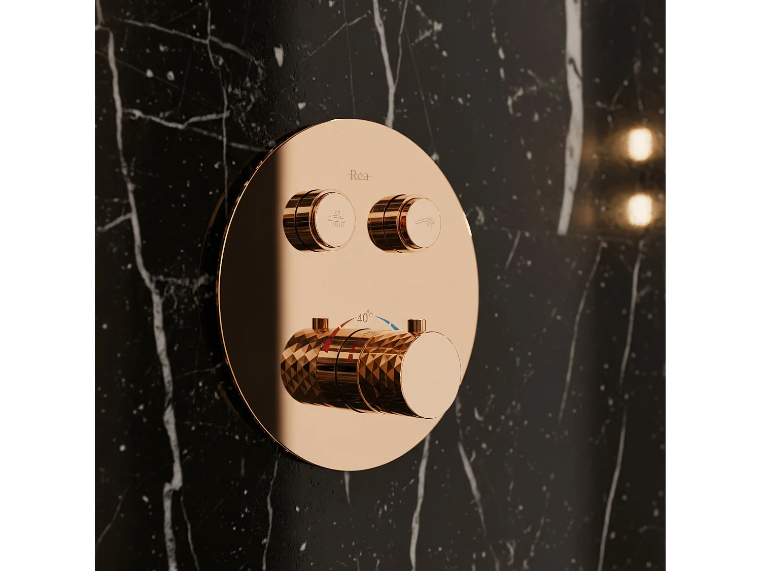 Rea Lungo indbygnings brusesæt + box THERMOSTAT, kobber, 25X25X150CM