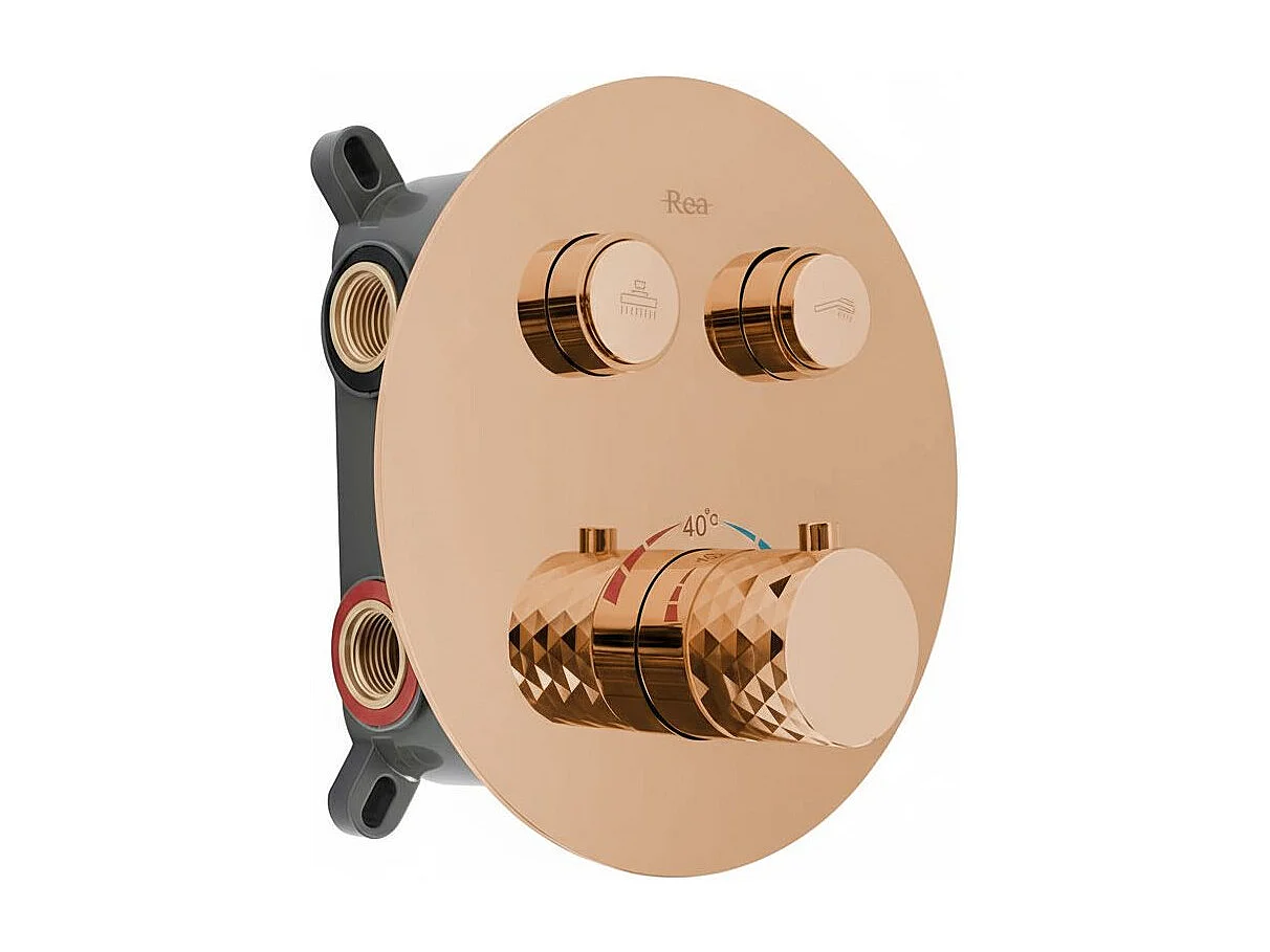 Rea Lungo indbygnings brusesæt + box THERMOSTAT, kobber, 25X25X150CM