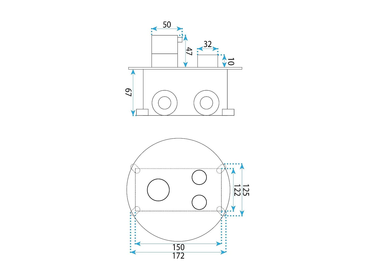 Rea Lungo indbygnings brusesæt + box THERMOSTAT, kobber, 25X25X150CM