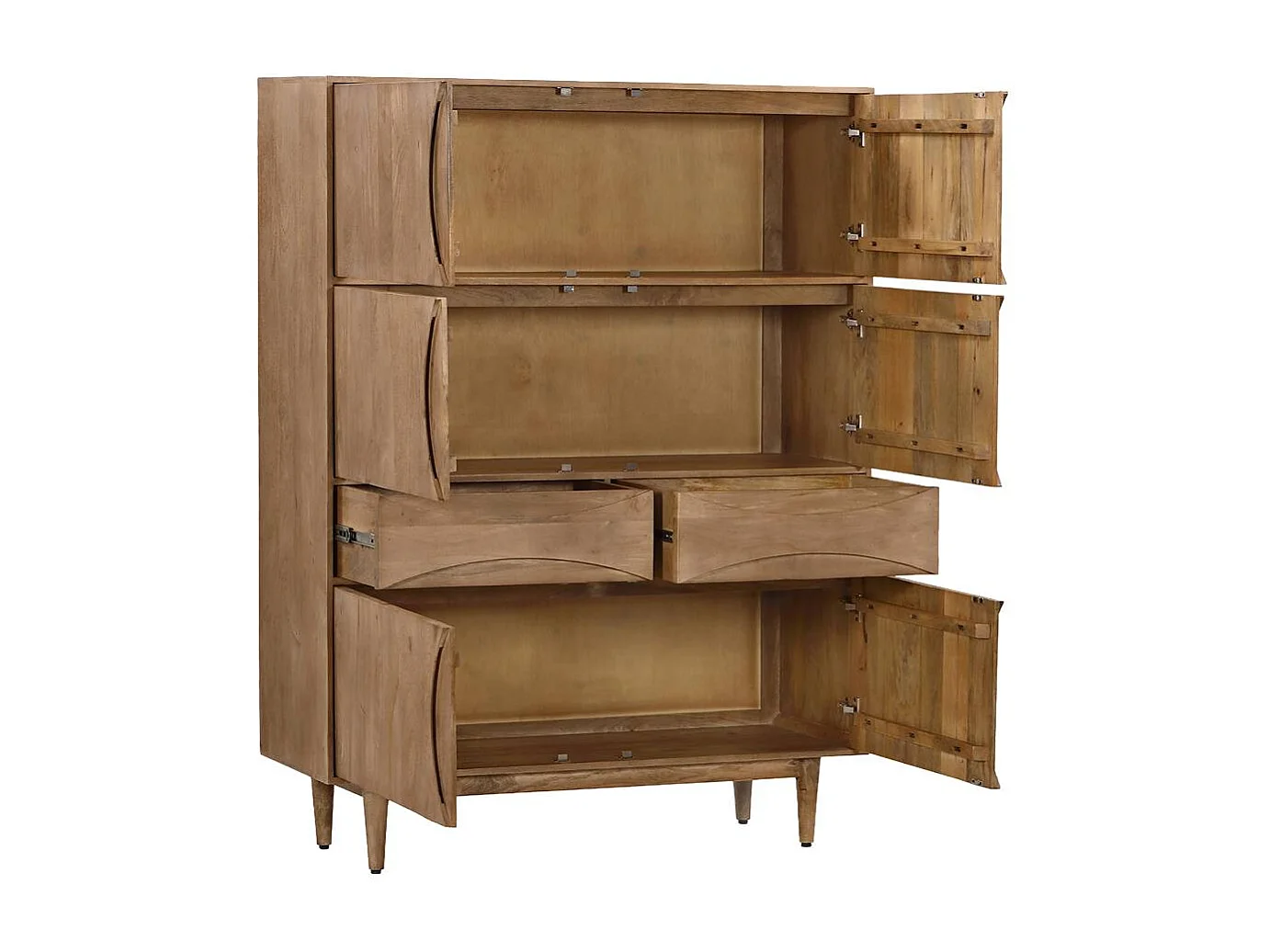 Armoire en bois de manguier 6 portes 2 tiroirs Folia