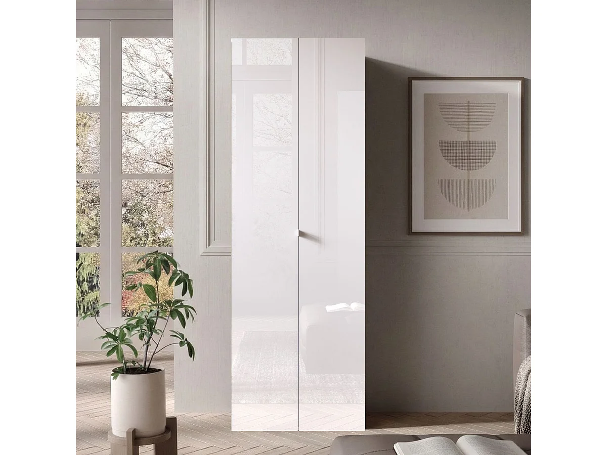 Rangement armoire 2 portes blanc laqué brillant - SYNERGIE