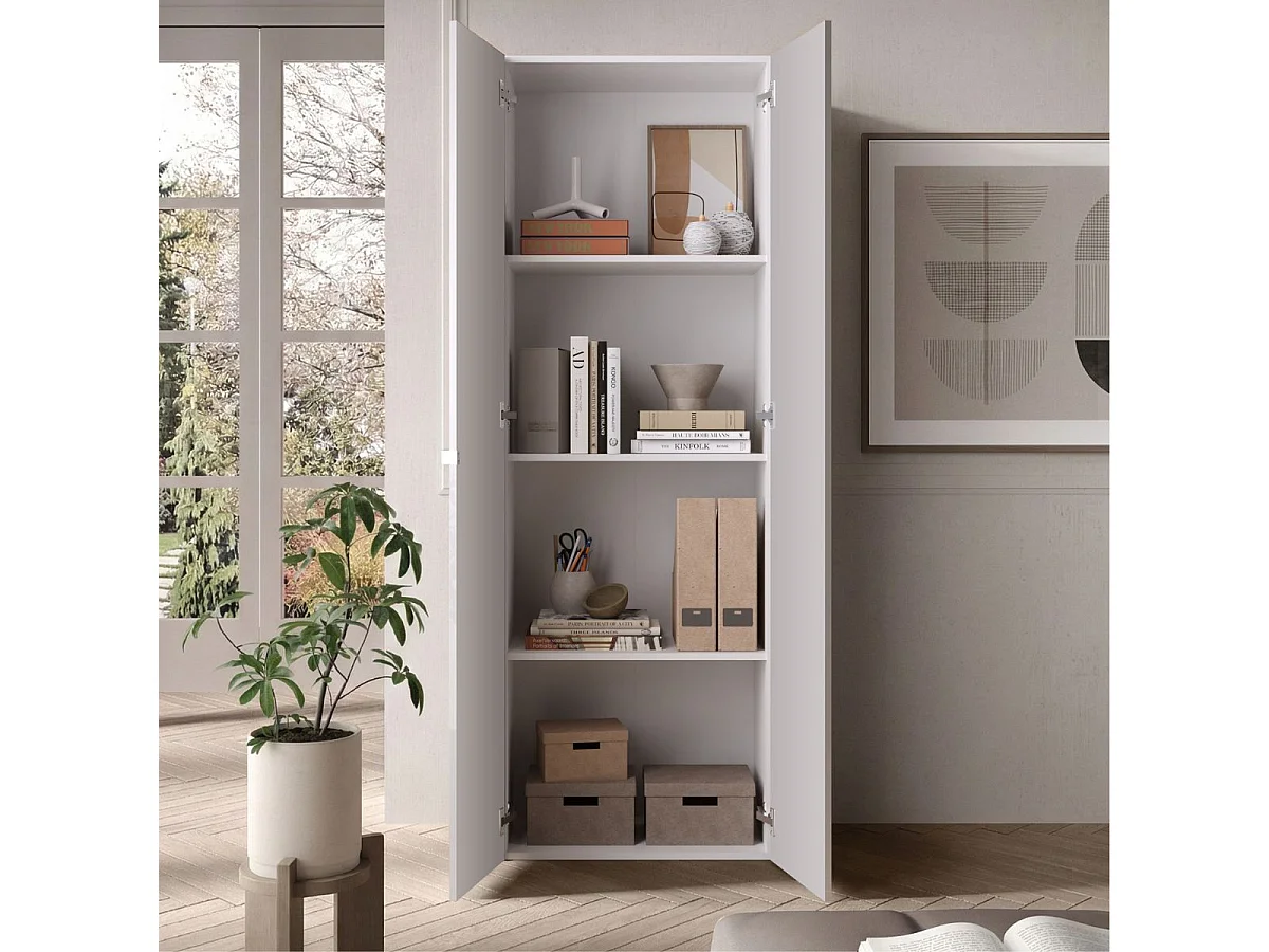 Rangement armoire 2 portes blanc laqué brillant - SYNERGIE