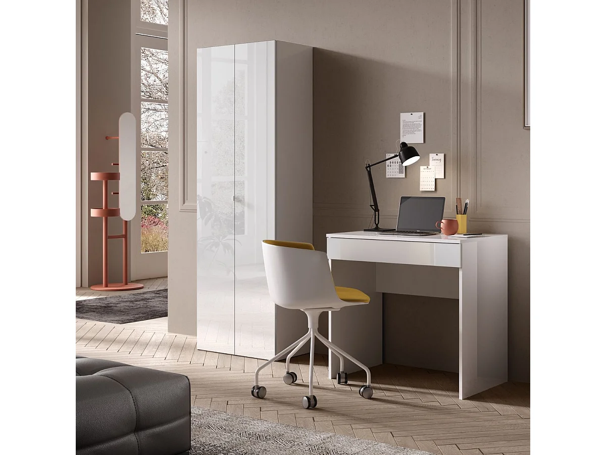 Rangement armoire 2 portes blanc laqué brillant - SYNERGIE