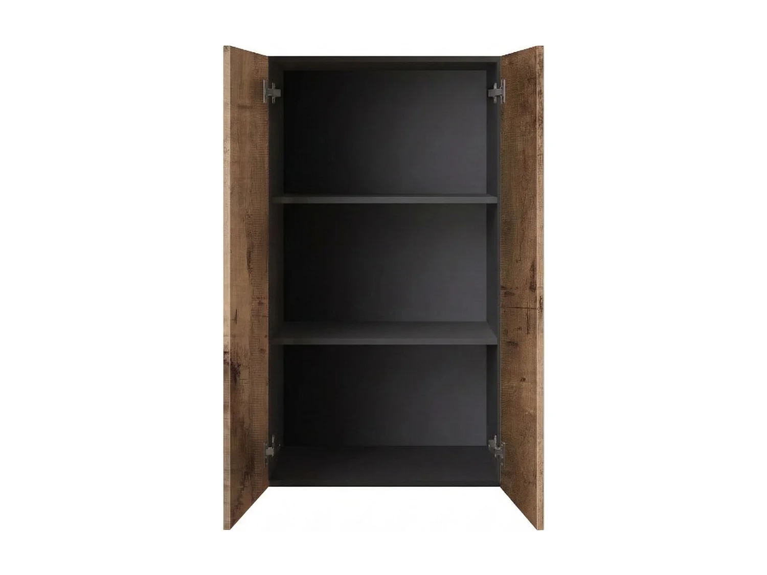 Rangement 2 portes noir graphite et aspect bois antique - SYNERGIE