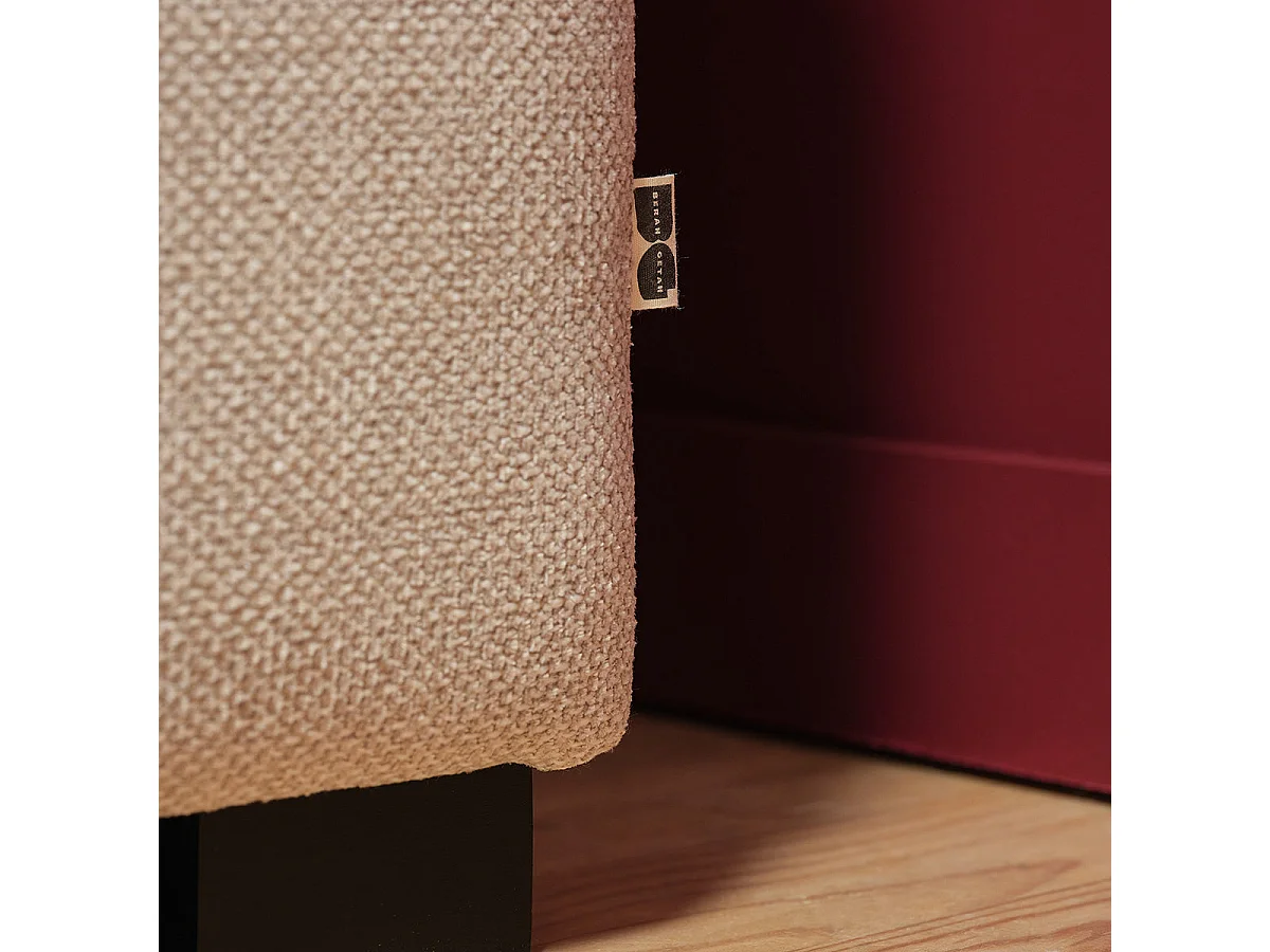 Canapé droit 4 places en tissu texturé beige chiné