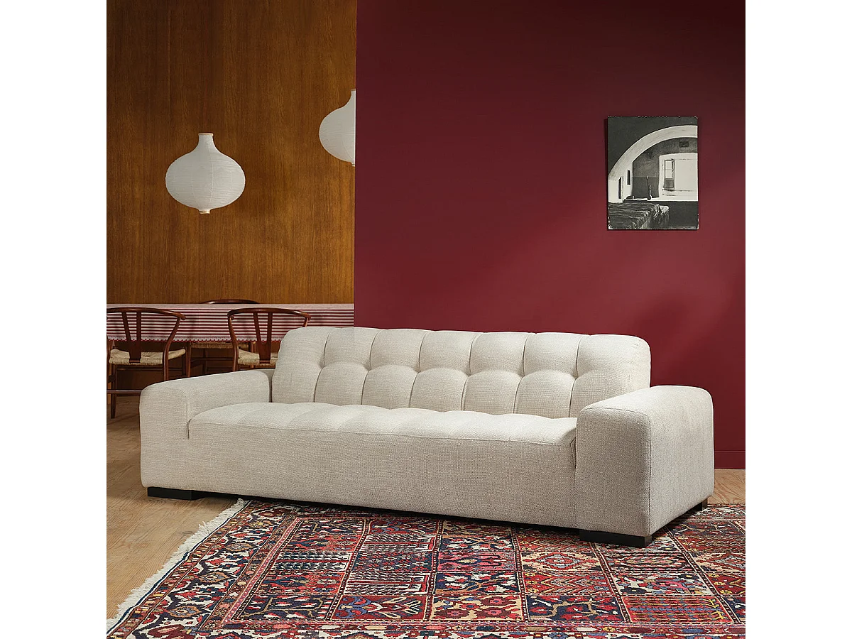 Canapé 4 places en tissu texturé beige