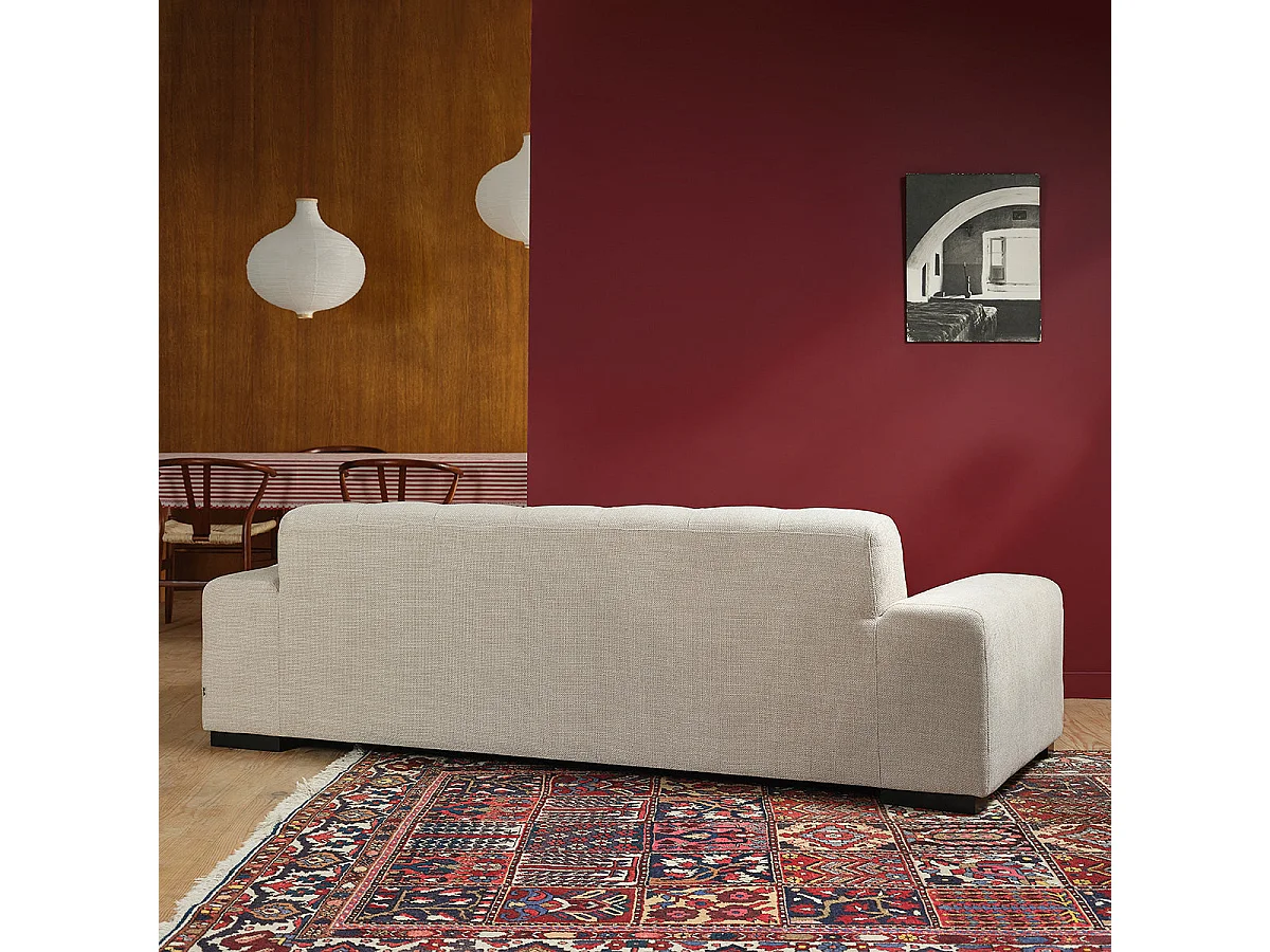 Canapé 4 places en tissu texturé beige