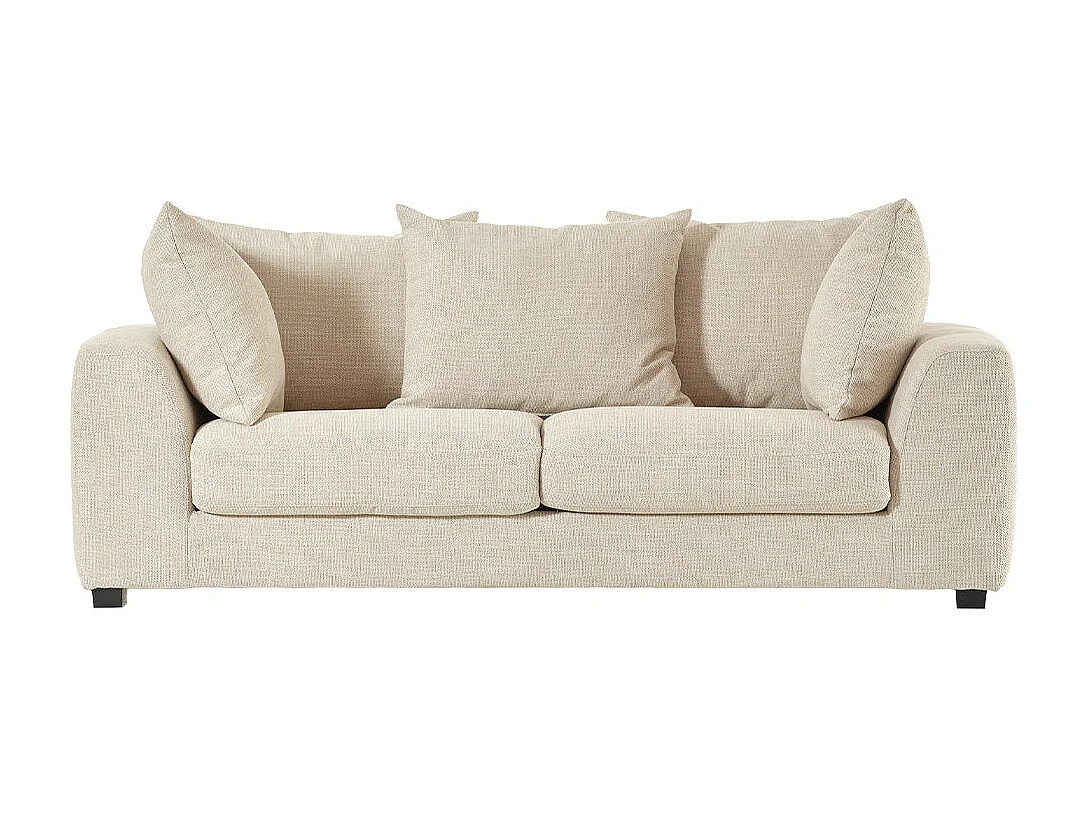 Canapé droit 3 places en tissu texturé beige chiné