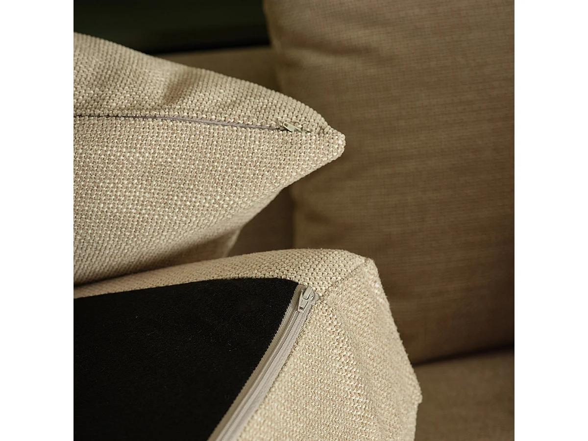 Canapé droit 3 places en tissu texturé beige chiné