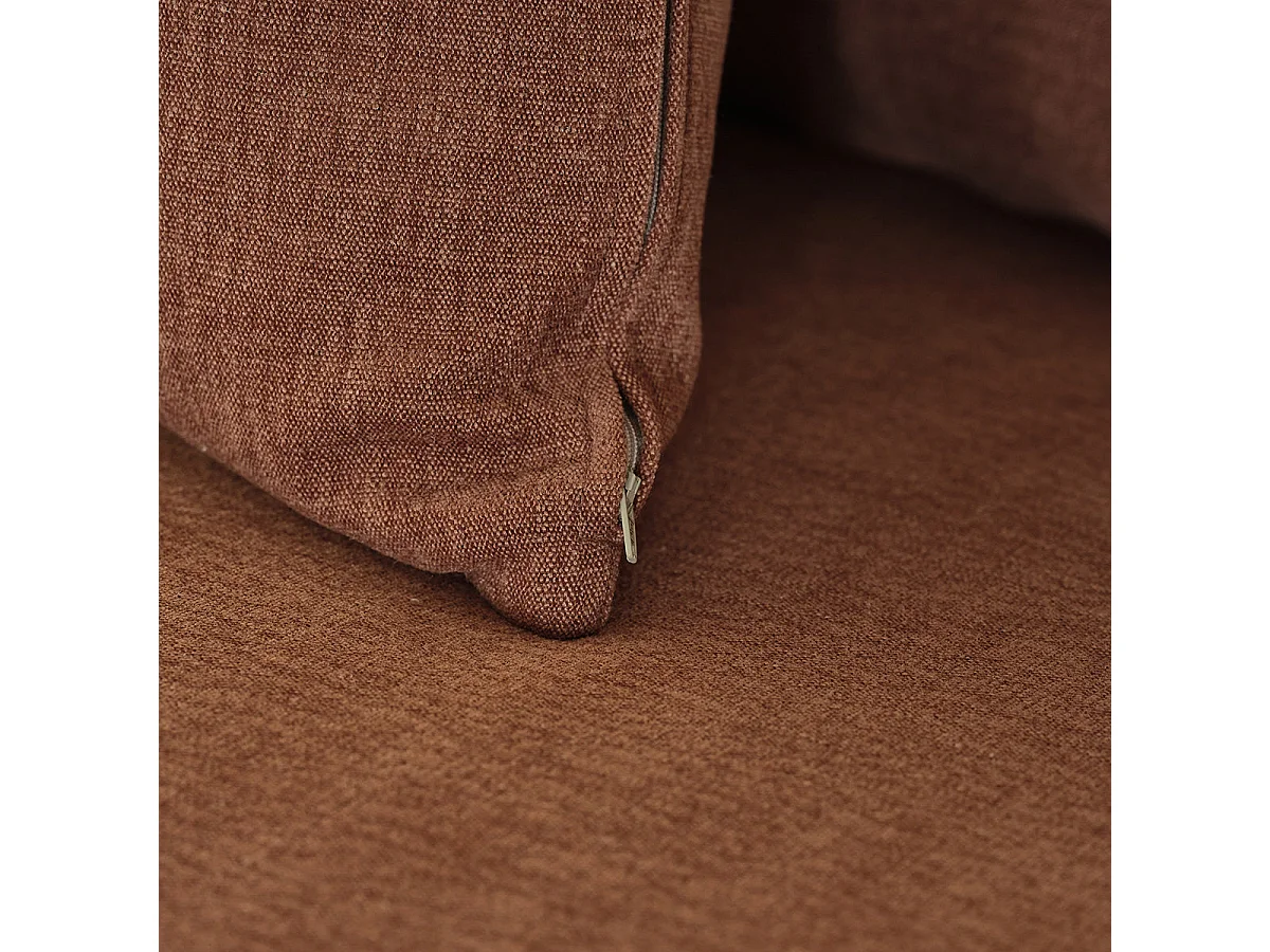 Canapé droit 4 places en tissu effet lin terracotta