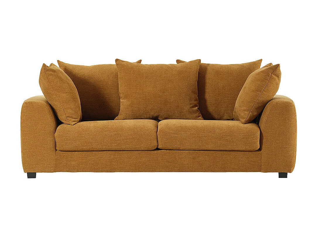 Canapé droit convertible 3 places en tissu effet lin bronze