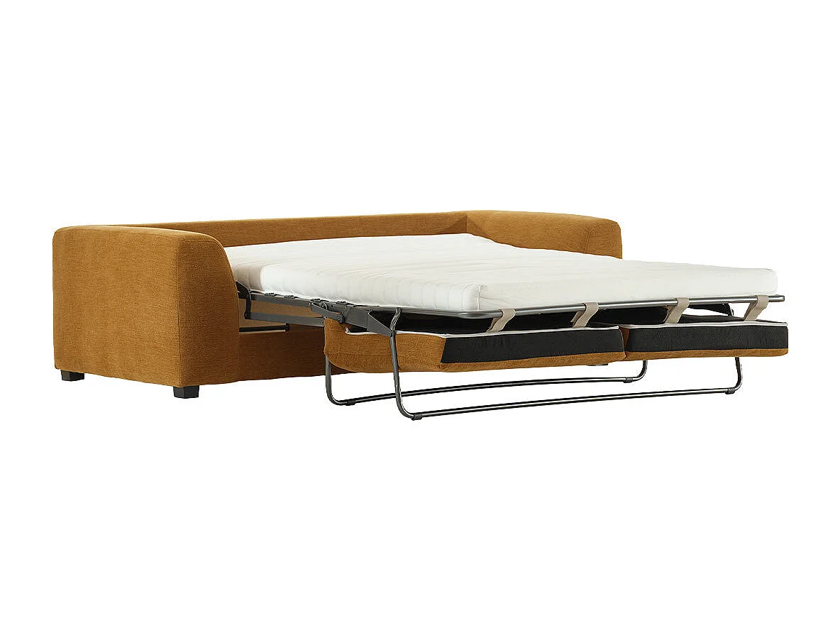 Canapé droit convertible 3 places en tissu effet lin bronze