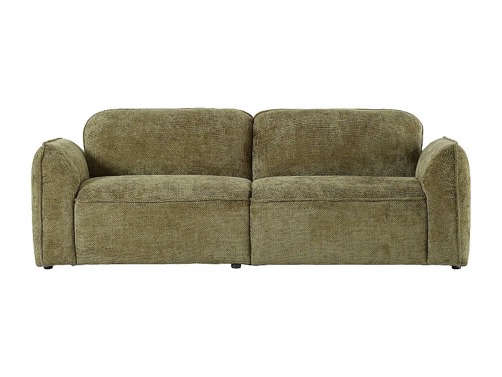 Canapé droit 3 places en velours tressé kaki