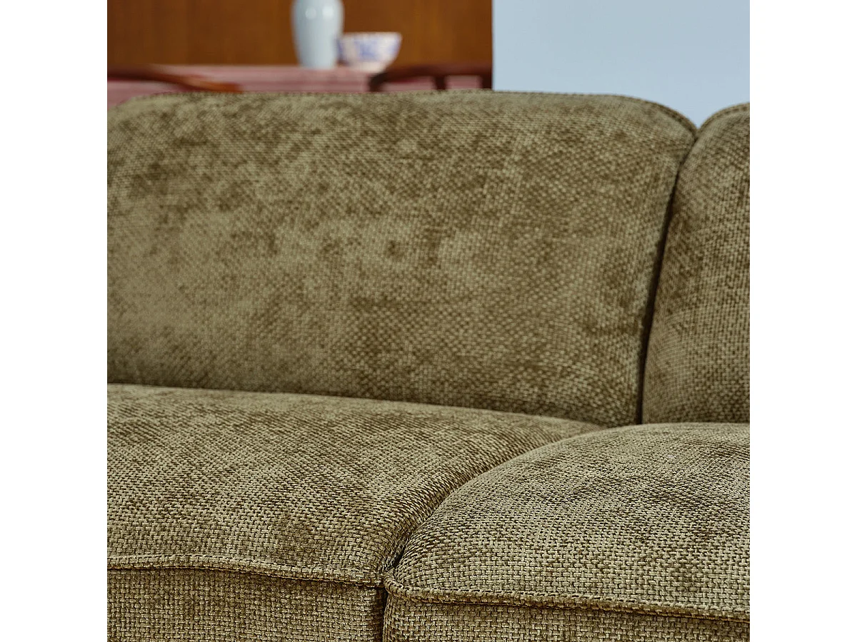 Canapé droit 3 places en velours tressé kaki