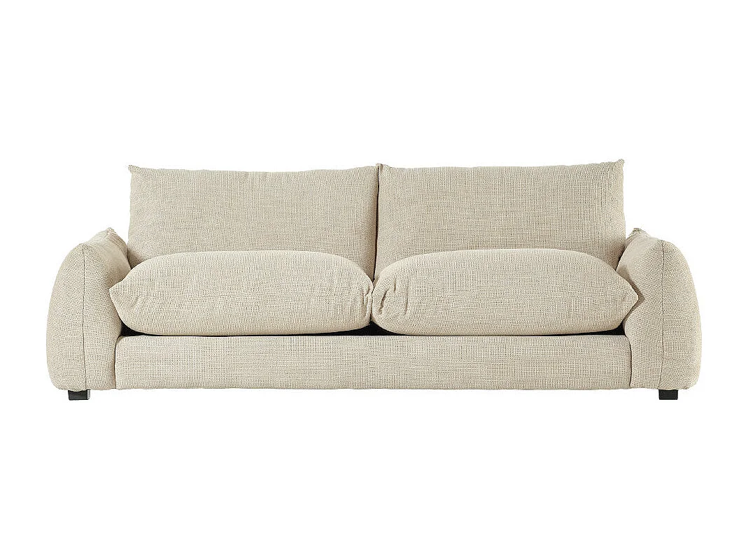 Canapé droit 3 places en tissu texturé beige chiné
