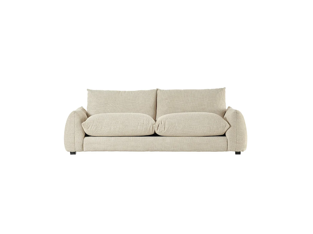 Divano lineare a 3 posti in tessuto testurizzato beige melange