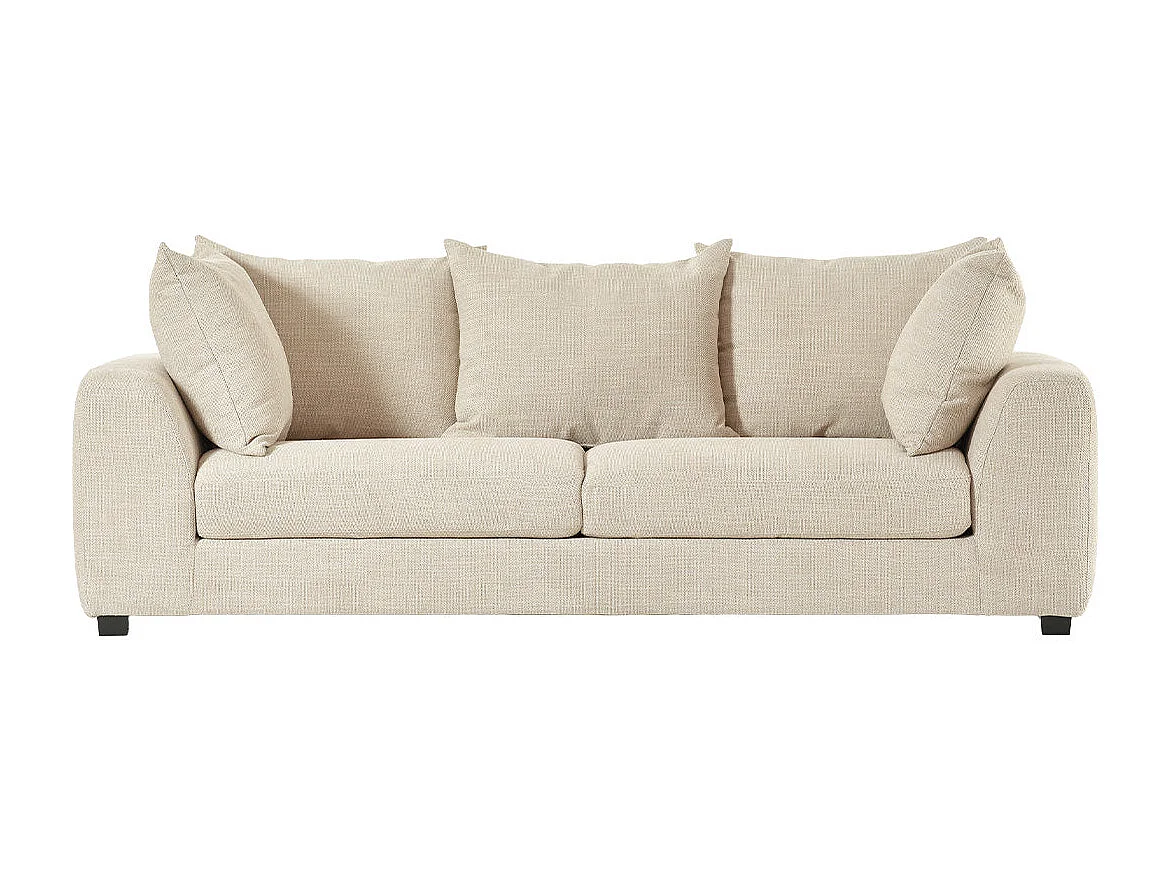 Canapé droit 4 places en tissu texturé beige chiné